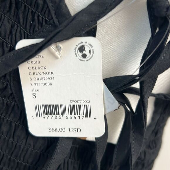 Free People Lyla Smocked Bodycon Mini Dress Black S NWT - Picture 6 of 6